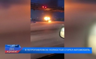 В Петропавловске полностью сгорел автомобиль